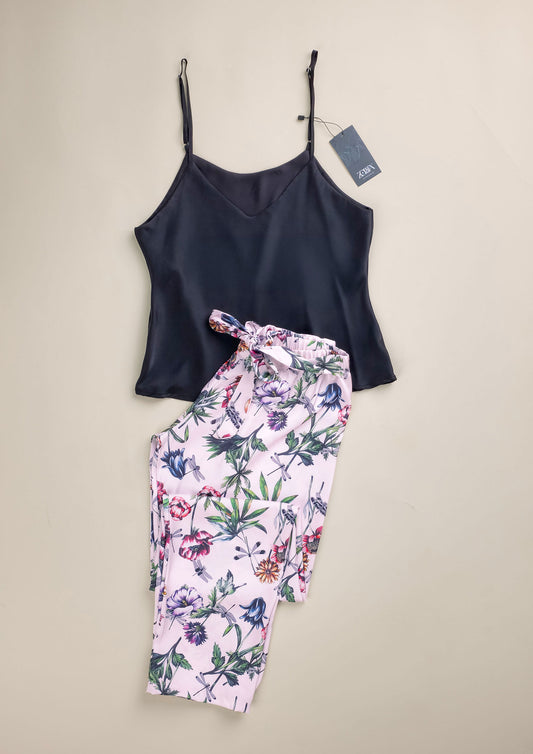 Satin trim pajama 2 pcs