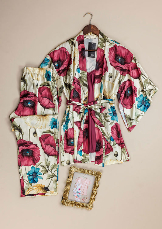 Satin Pajama 3 Pcs 3493-25