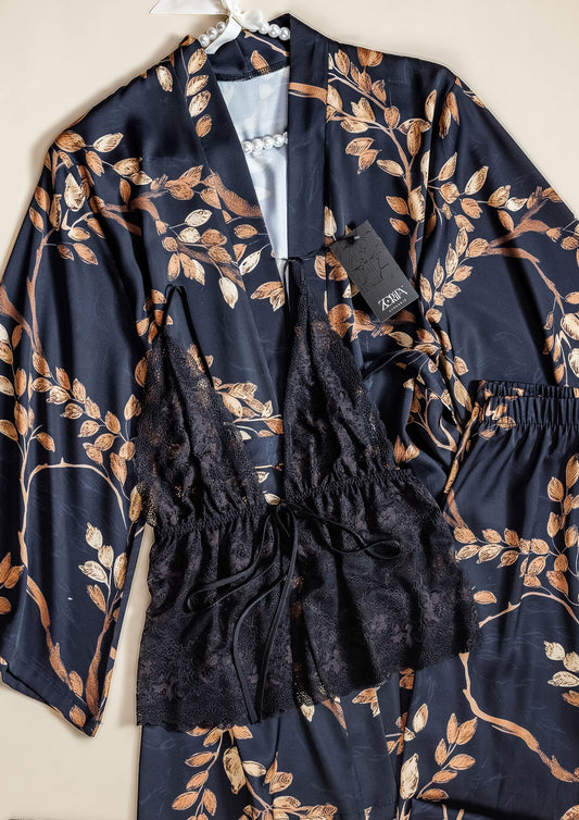 Satin Pajama 3 Pcs 3498