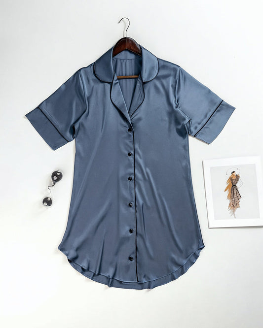 Satin Button-Down Sleep Shirt