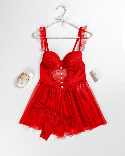 Mesh & Lace Babydoll Lingerie