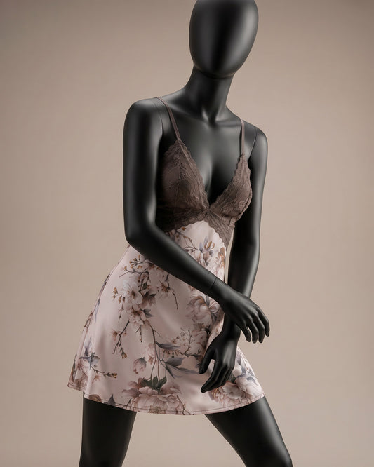 Lace Trim Satin Nightdress -26