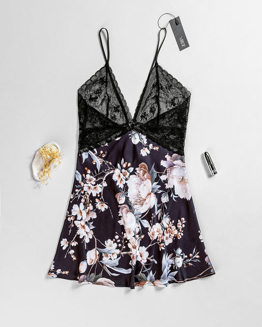 Lace Trim Satin Nightdress -26