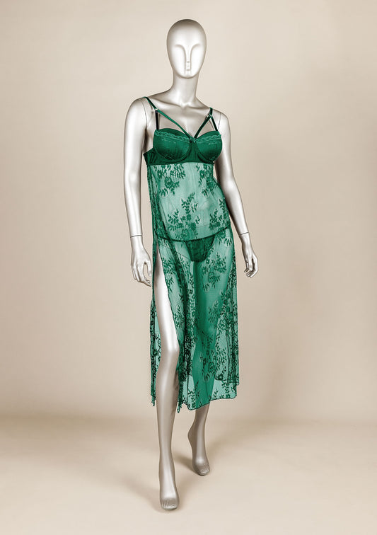 Padded Mesh Gown with Adjustable Straps