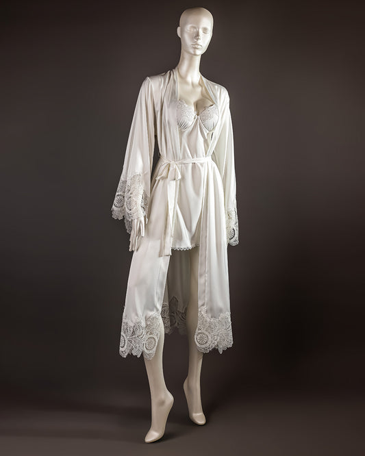 Long Bridal Lingerie Set – Satin & Lace