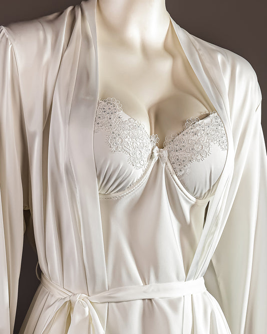 Long Bridal Lingerie Set – Satin & Lace