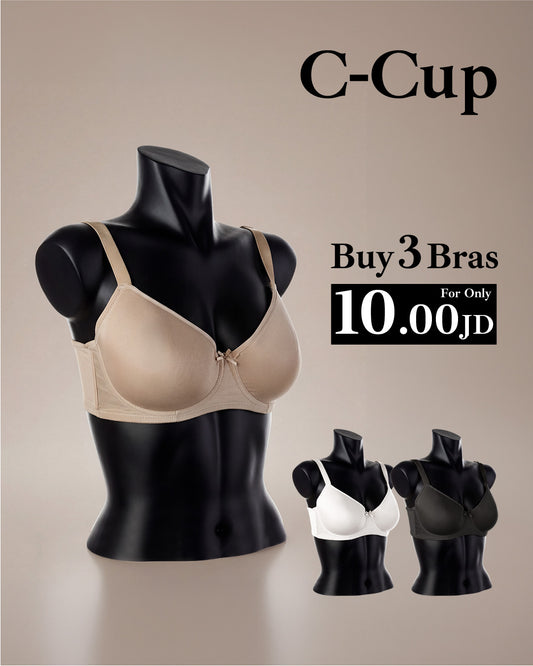 Full Cup Non-Padded Underwire Bra – C Cup (Plus Sizes) - (3 pcs pack)