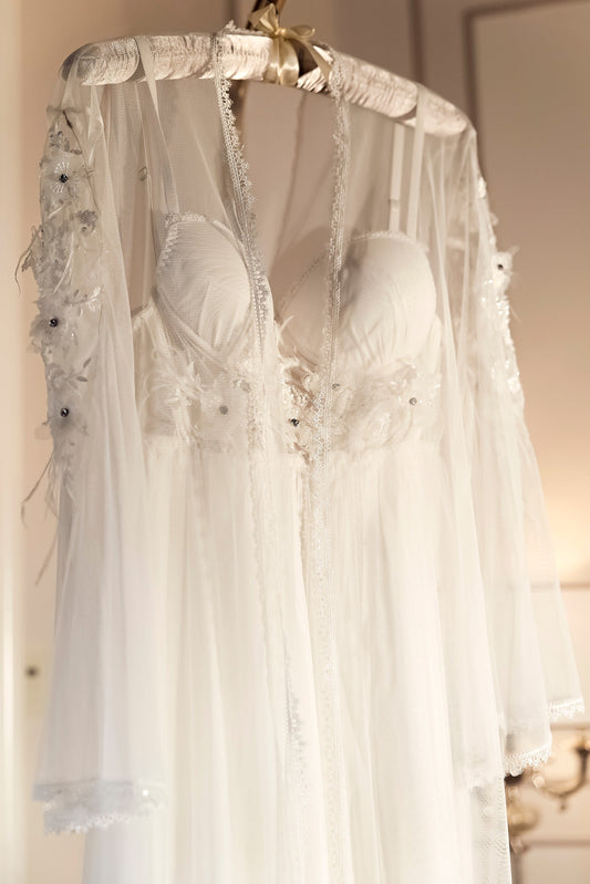 White Lingerie Set For Bridals