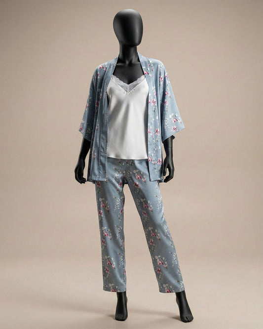 Satin Pajama Set – 3 Pieces