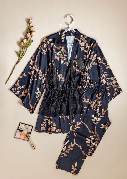 Satin Pajama 3 Pcs 3498-25