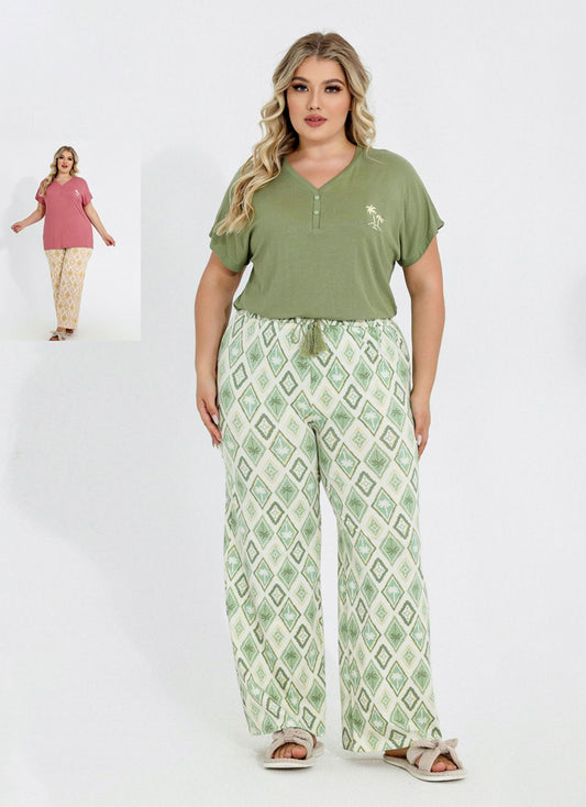 Pants Pajama Set-Plus Size
