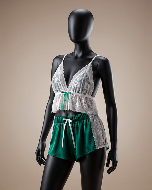 Satin & Lace Shorts Set