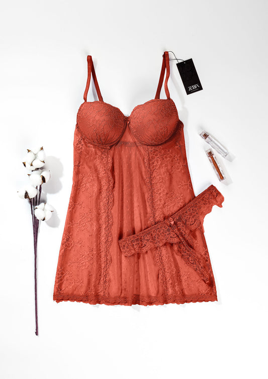 Mesh & Lace Babydoll Lingerie