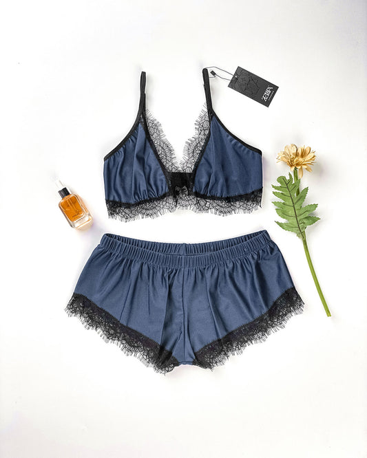 Satin & Lace Shorts Set