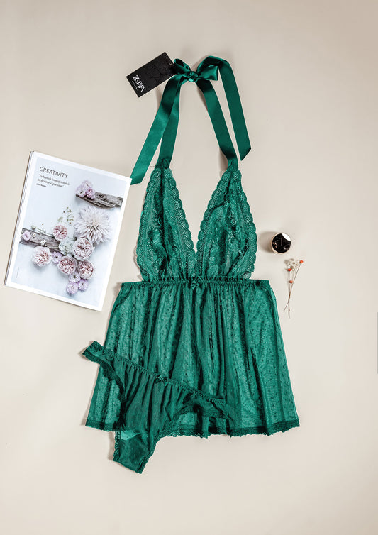 Stretch Mesh & Lace Babydoll