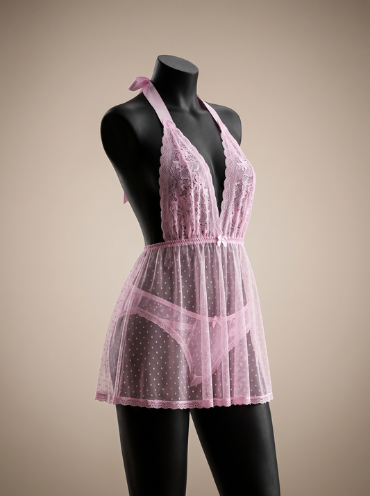 Stretch Mesh & Lace Babydoll
