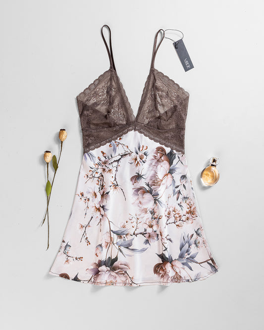 Lace Trim Satin Nightdress -26