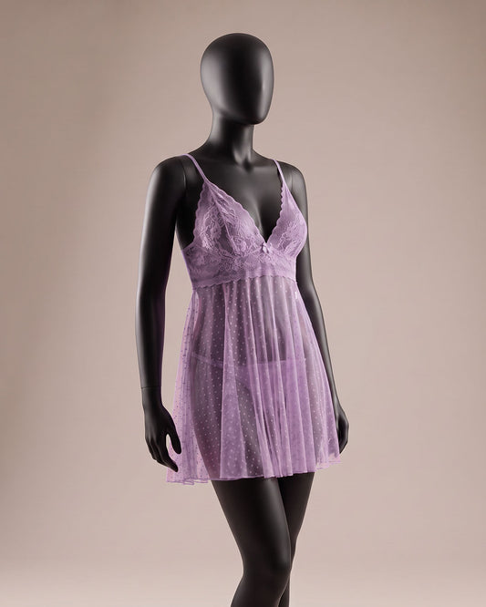 Stretch Mesh & Lace Babydoll