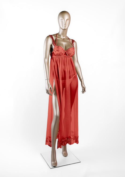 Mesh Gown with Padded Cups