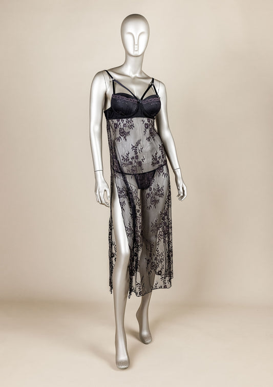 Padded Mesh Gown with Adjustable Straps