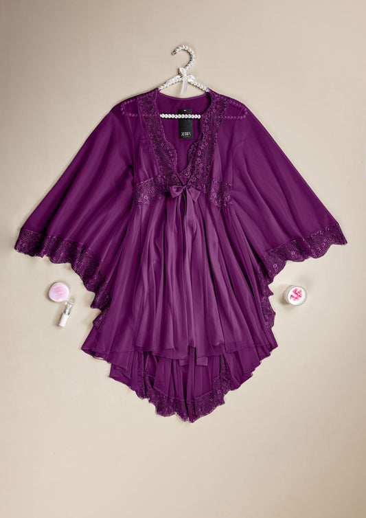 Bridal Robe Set with Satin Babydoll