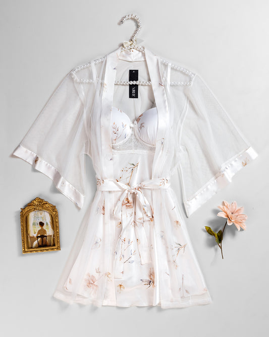 Satin Robe Set with Padded Cups