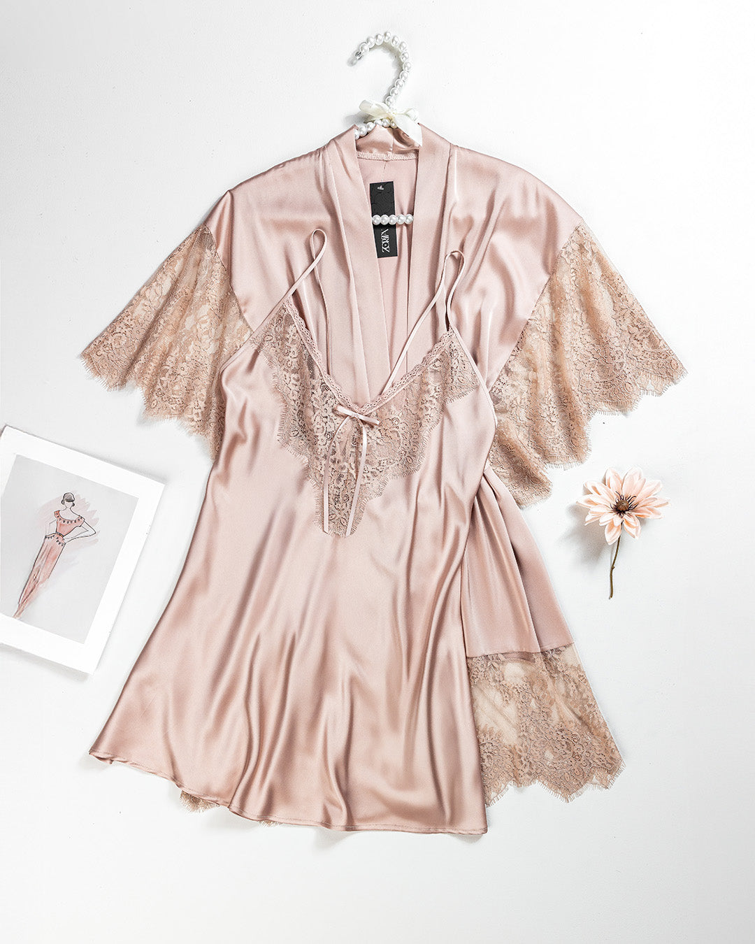 Satin Robe Set -26 | 60926-PD/S-M | Zorita Lingerie | الملابس الداخلية | طقم رداء Satin Robe Set -26 | 60926-PD/S-M | Zorita Lingerie | الملابس الداخلية | طقم رداء