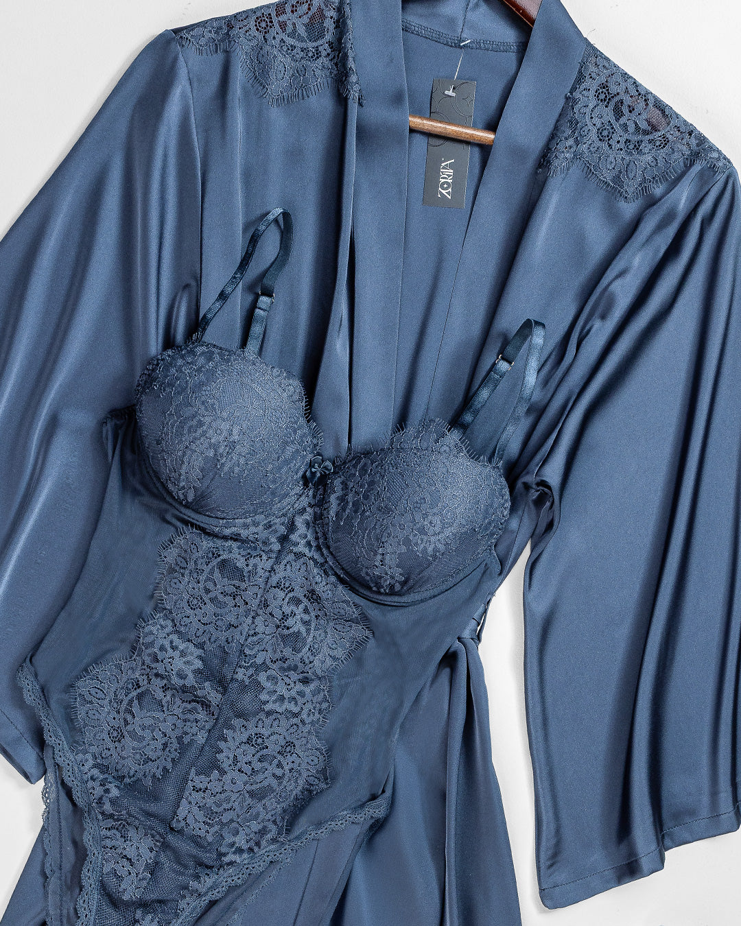 Satin Robe Set -26 | 61646-BL/S-M | Zorita Lingerie | الملابس الداخلية | طقم رداء Satin Robe Set -26 | 61646-BL/S-M | Zorita Lingerie | الملابس الداخلية | طقم رداء