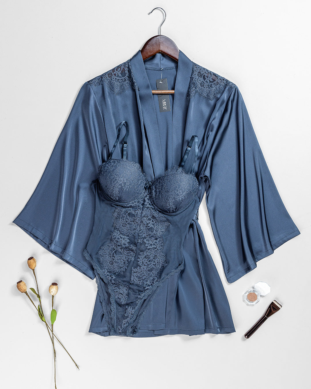 Satin Robe Set -26 | 61646-BL/S-M | Zorita Lingerie | الملابس الداخلية | طقم رداء Satin Robe Set -26 | 61646-BL/S-M | Zorita Lingerie | الملابس الداخلية | طقم رداء