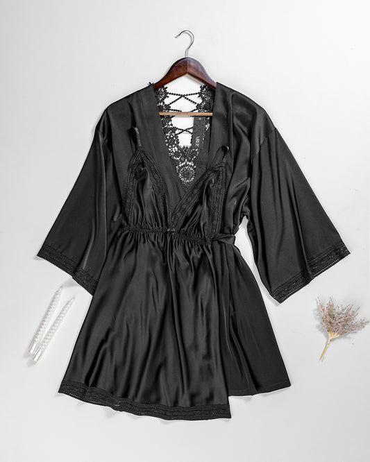 Mesh & Lace Robe Set