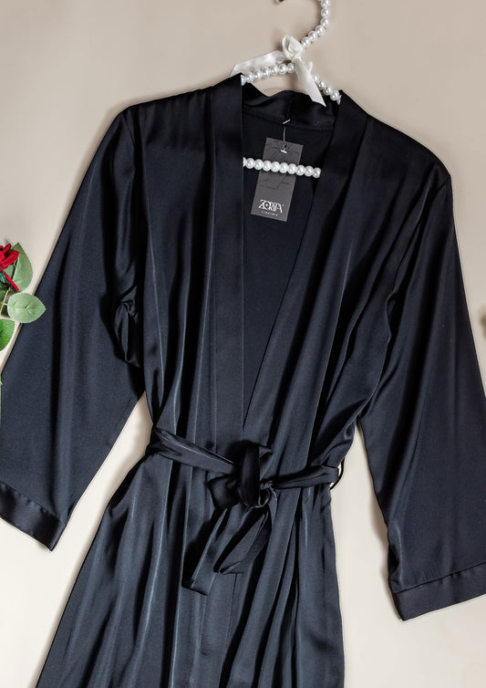 Short satin robe 6615-25
