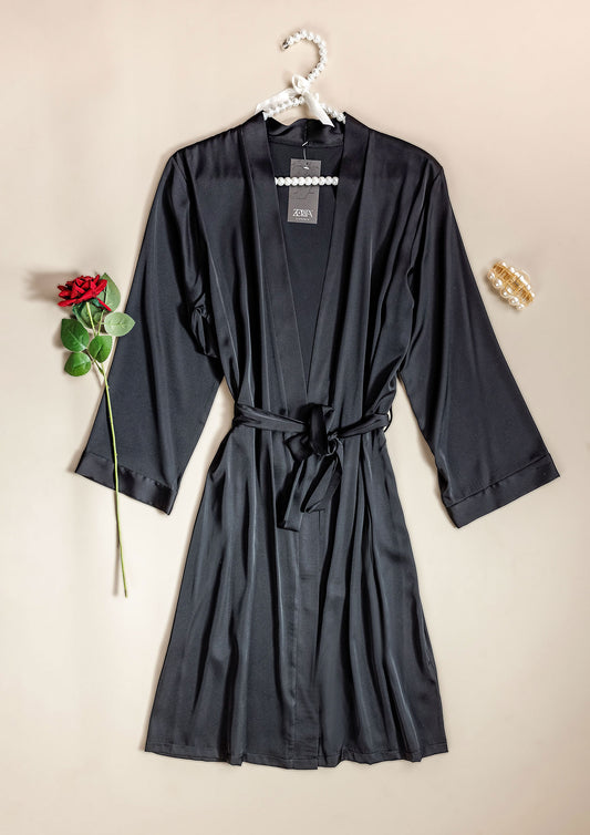 Short Satin Robe -26