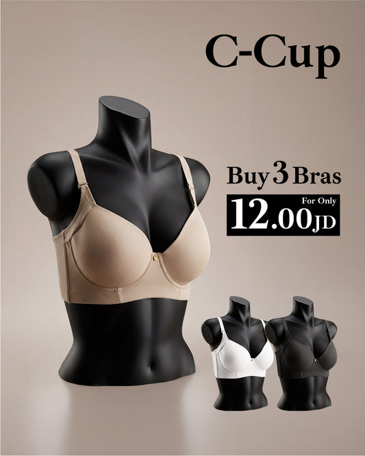 Full Cup Underwire Bra ,Non-Padded,Full Shape, C Cup (3 pcs for 12 JOD)
