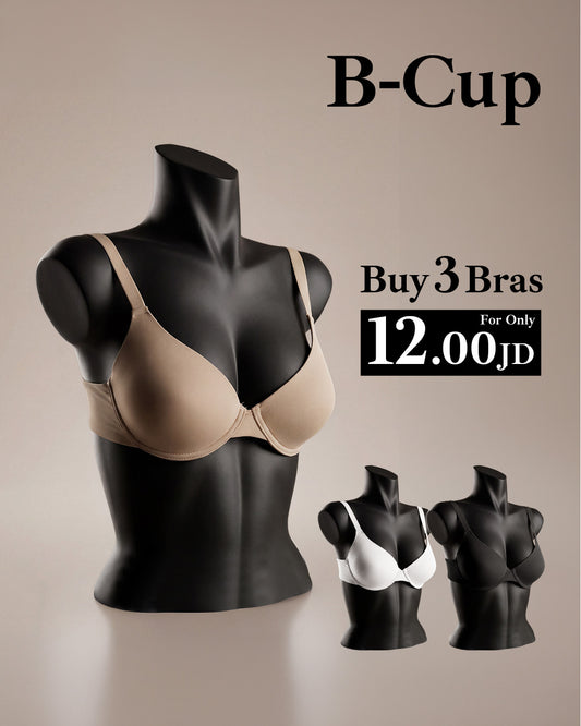 Full Cup Underwire Bra ,Non-Padded, B Cup (3 pcs for 12 JOD)